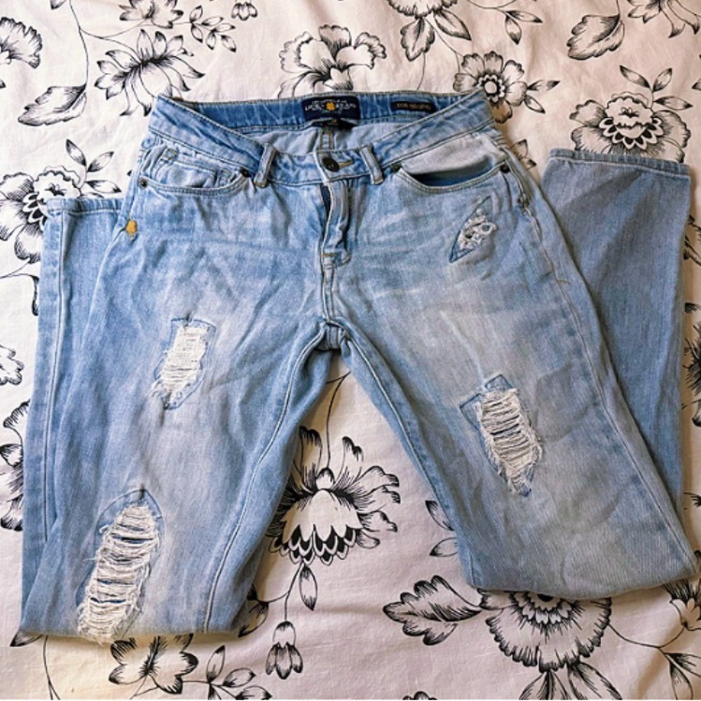 Lucky Brand Light Blue Ripped Zoe jeggings size 14 girls - Picture 4 of 10